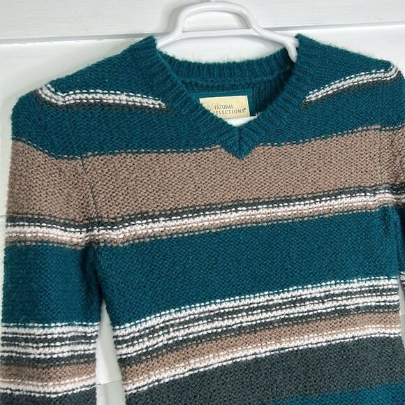 Natural Reflections Striped Knit V-Neck Sweater Women’s Size Small - Picture 3 of 9